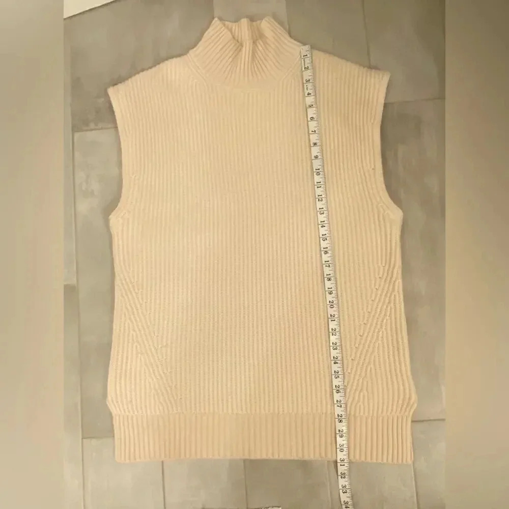 J. Crew Cashmere Sleeveless Turtleneck Tunic Heather Muslin Size M/L - Picture 8 of 10